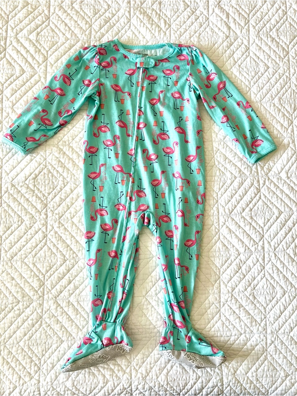 Carter's pink flamingo print footie pajamas in size 24M